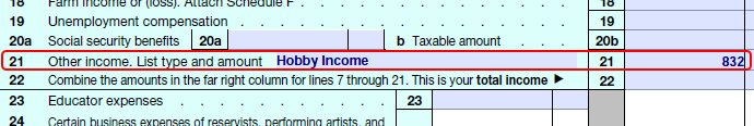 IRS Form 1040 excerpt